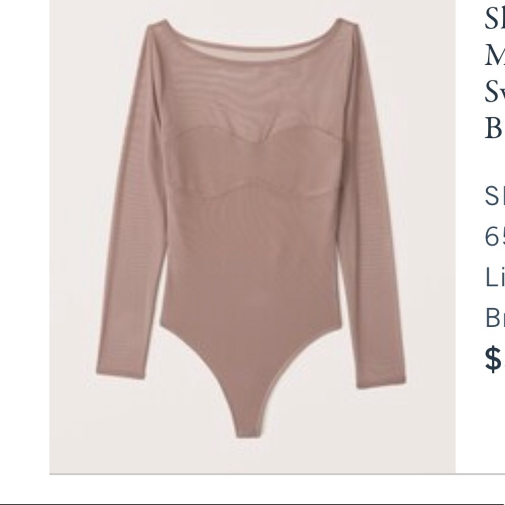 Abercrombie Long Sleeve Mesh Sweetheart Bodysuit - Picture 3 of 4